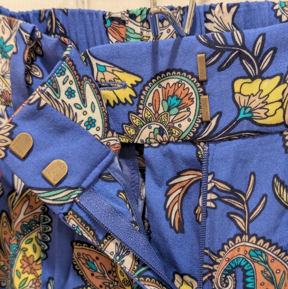 LOFT Blue Paisley Pants Size 10 Petite - Picture 2 of 5